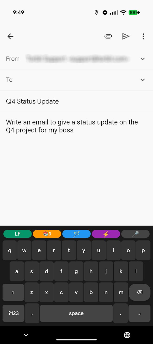 ToneClone keyboard in email app